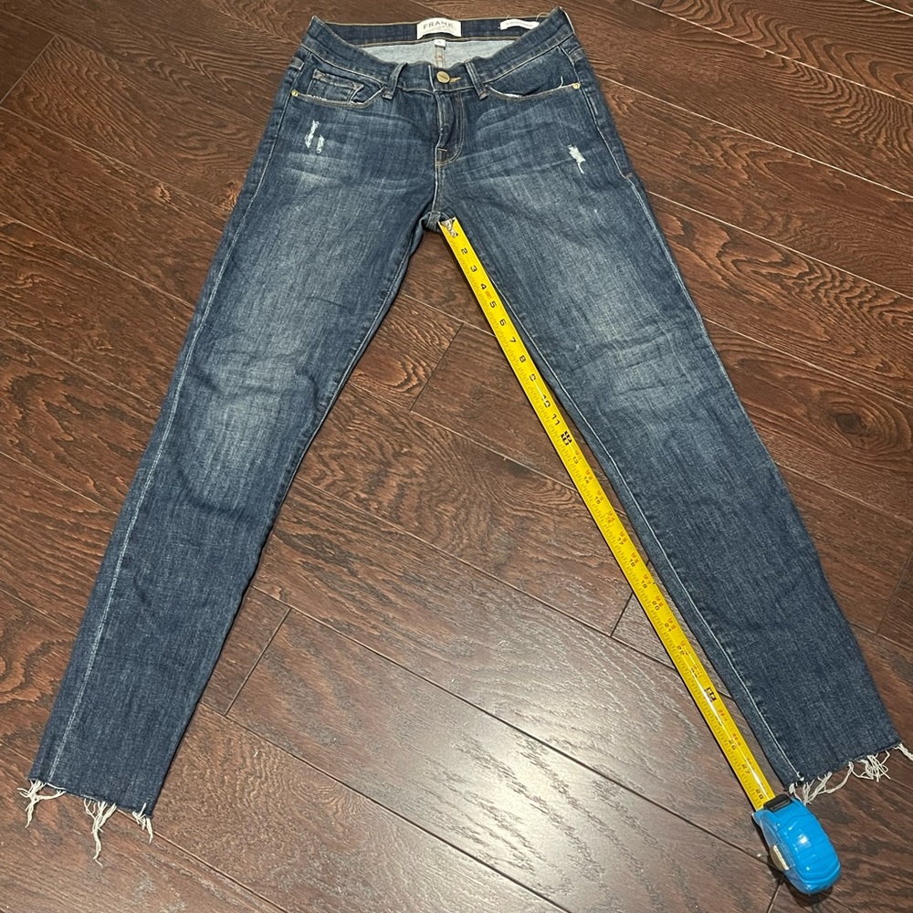 Frame Denim Blue Distressed Skinny Jeans